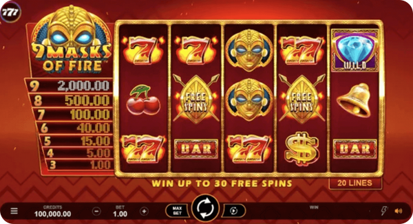 9 masks of fire tragaperras