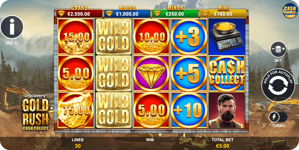 gold rush cash collect tragaperras diseño
