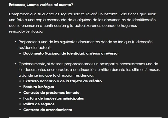 Verificación de cuenta durante el proceso de registro en 888 Casino