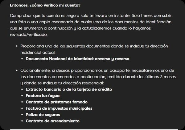 Verificación de cuenta durante el proceso de registro en 888 Casino