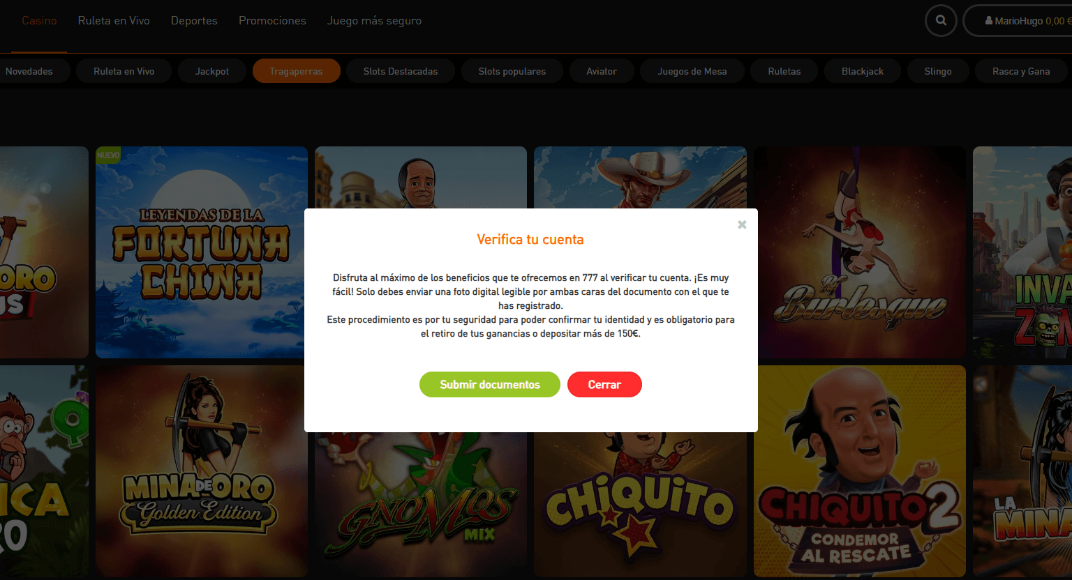 777 Casino – Registro en el casino, fase 3
