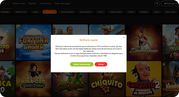 777 Casino – Registro en el casino, fase 3