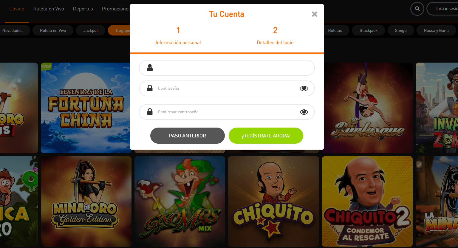 777 Casino – Proceso de registro, fase 2