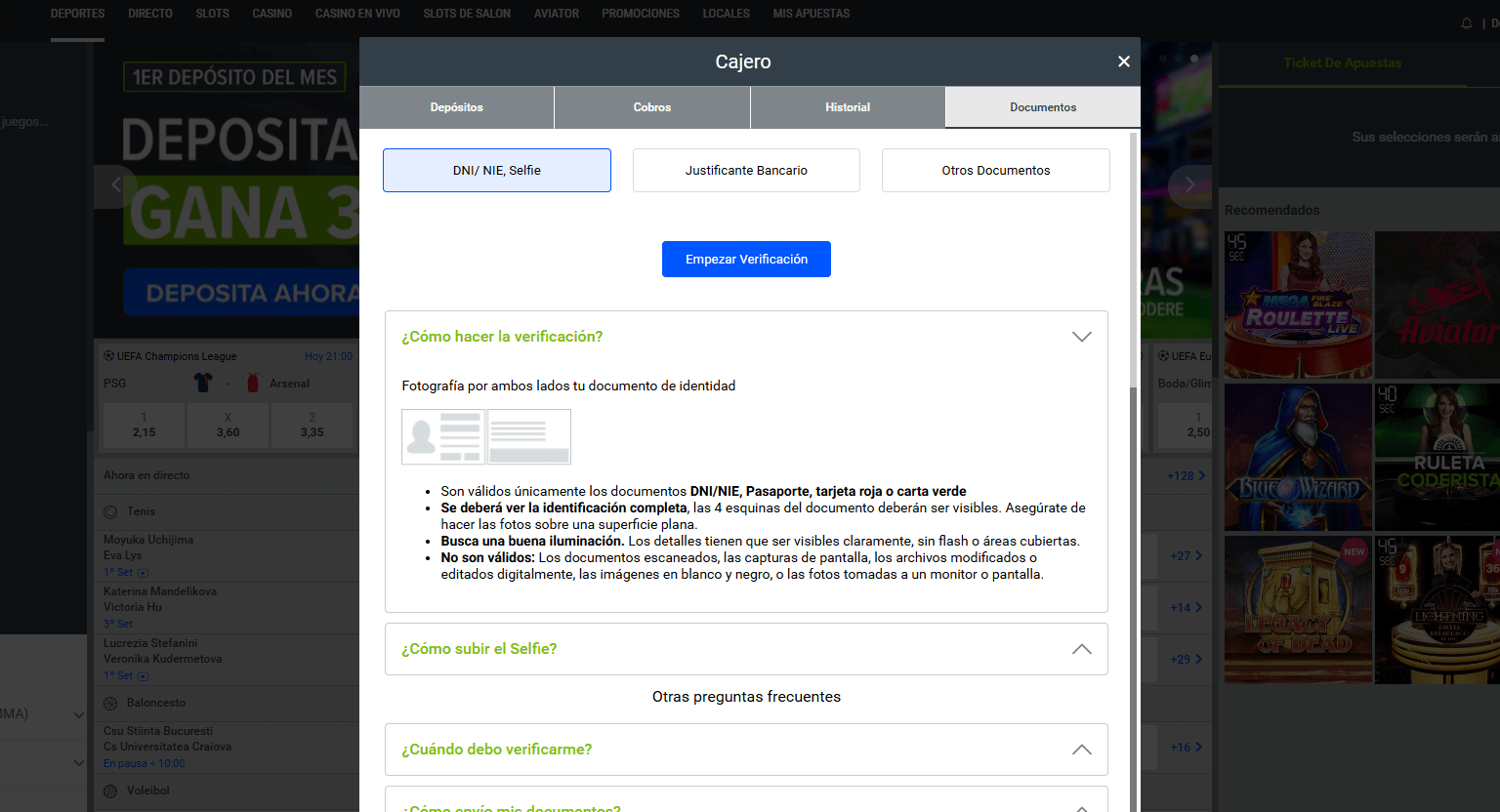 Codere Casino – Registro en el casino, fase 3
