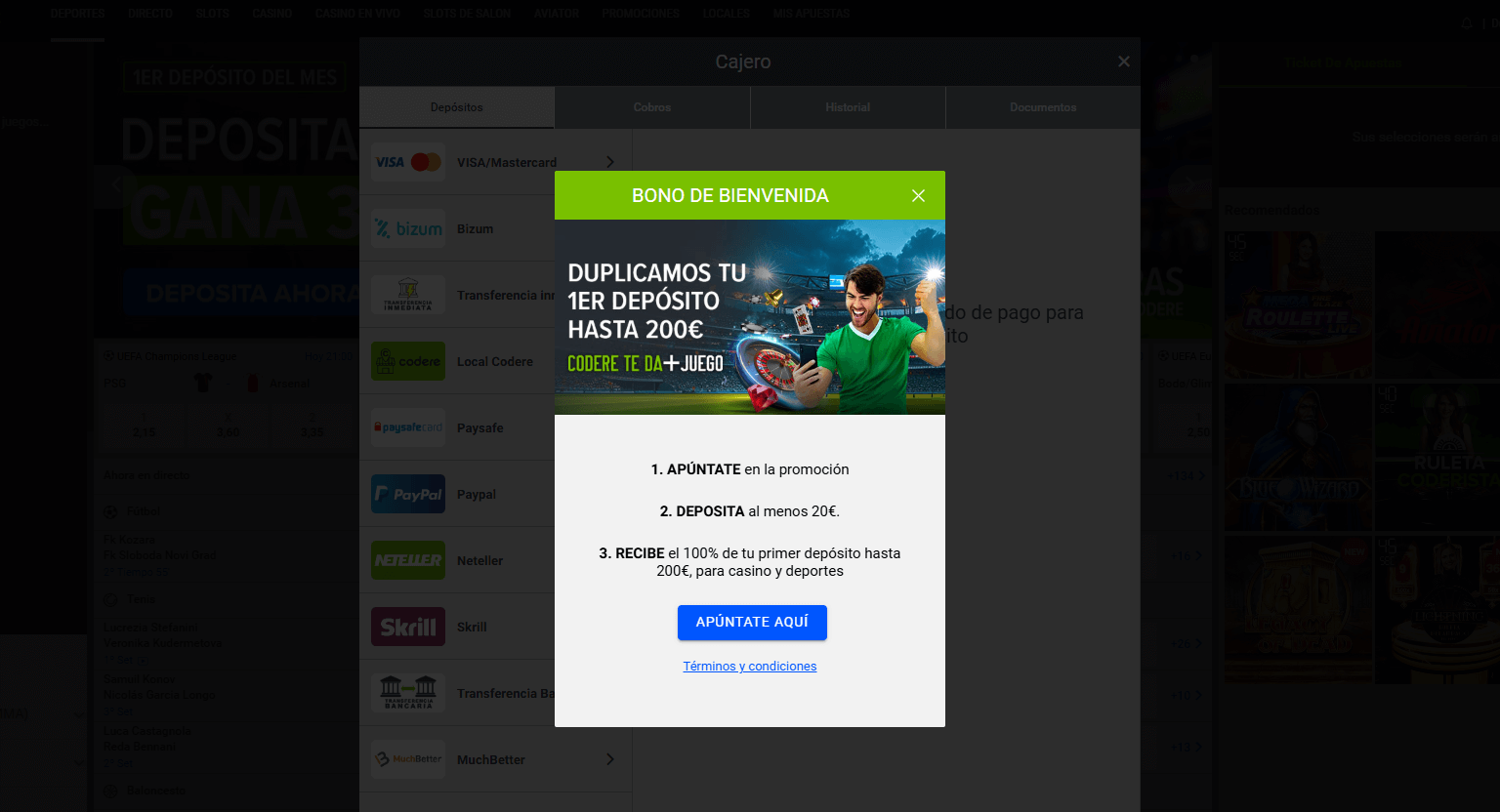 Codere Casino – Registro en el casino online, fase 5