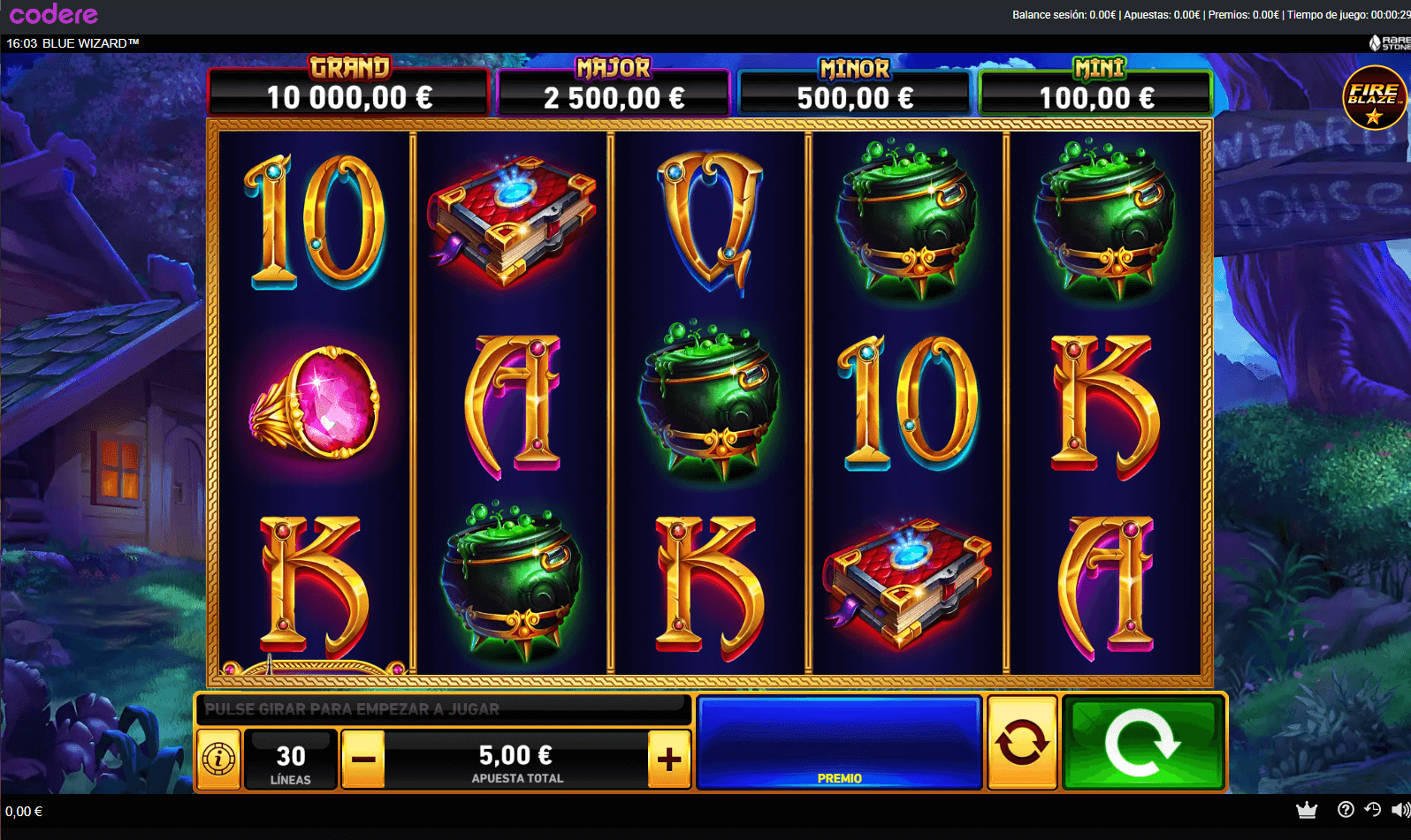 Sección de tragaperras gratis en Codere Casino España