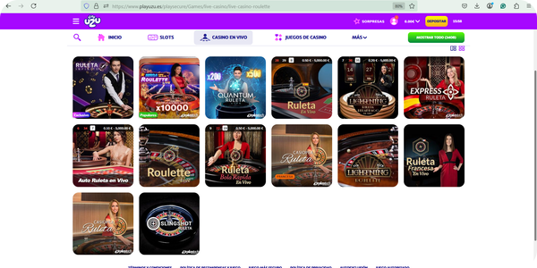 ruleta en vivo play uzu