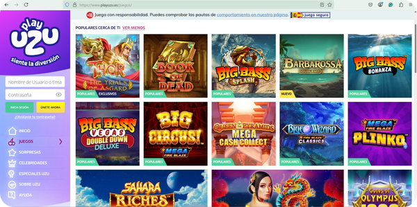 Tragaperras y Juegos de Casino Populares en PlayUZU