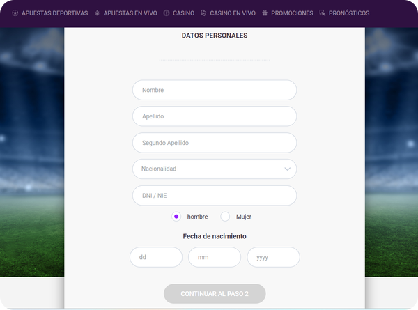 proceso registro tonybet