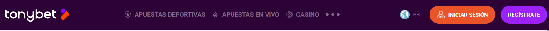 tonybet casino menu principal