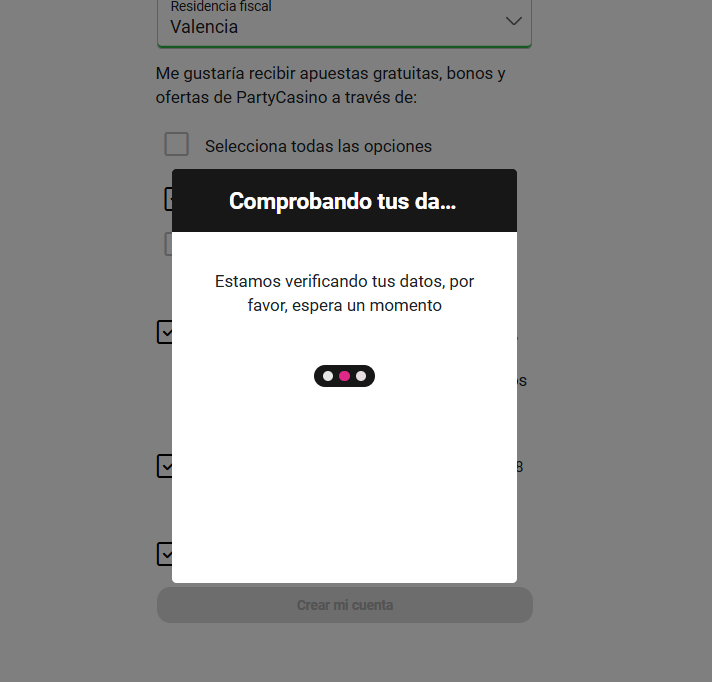 registro proceso party casino paso3