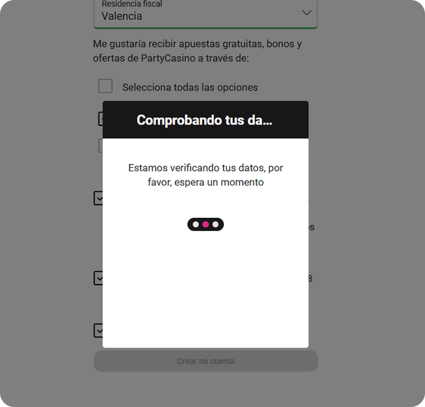 registro proceso party casino paso3