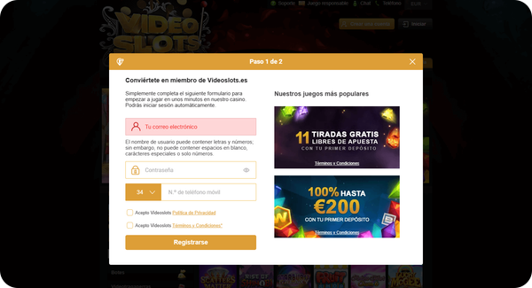abrir cuenta videoslots 1