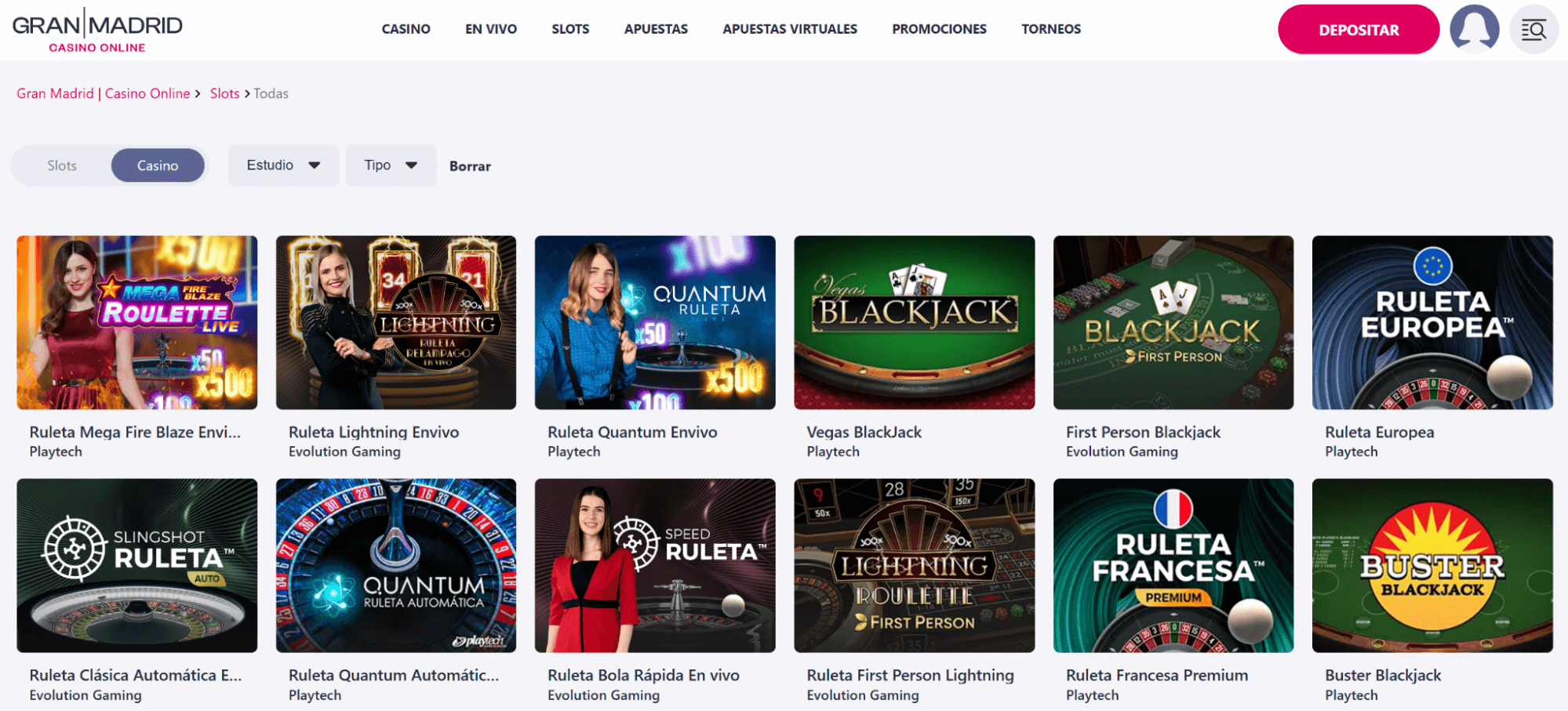 casino en vivo gran madrid