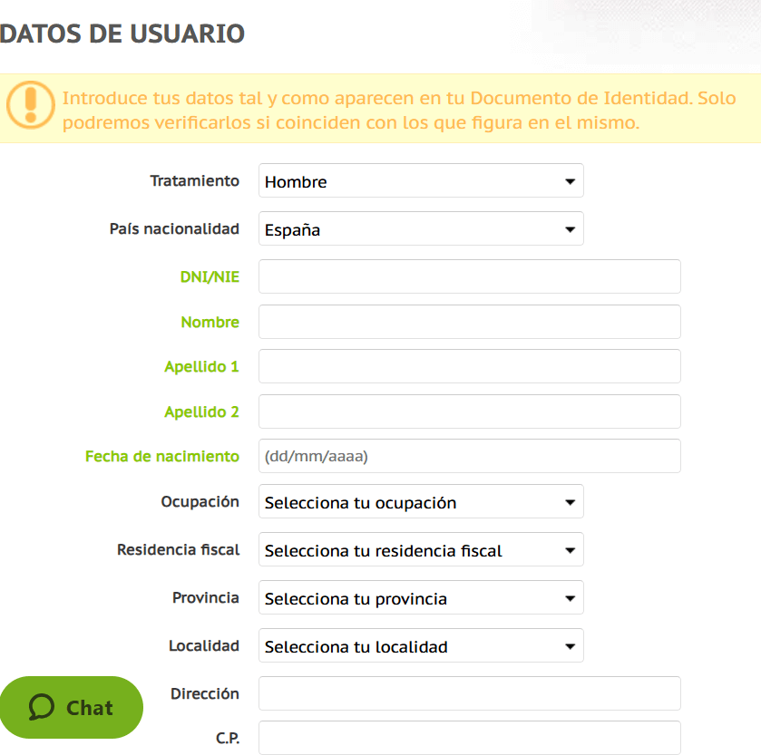 abrir cuenta juegging paso 2