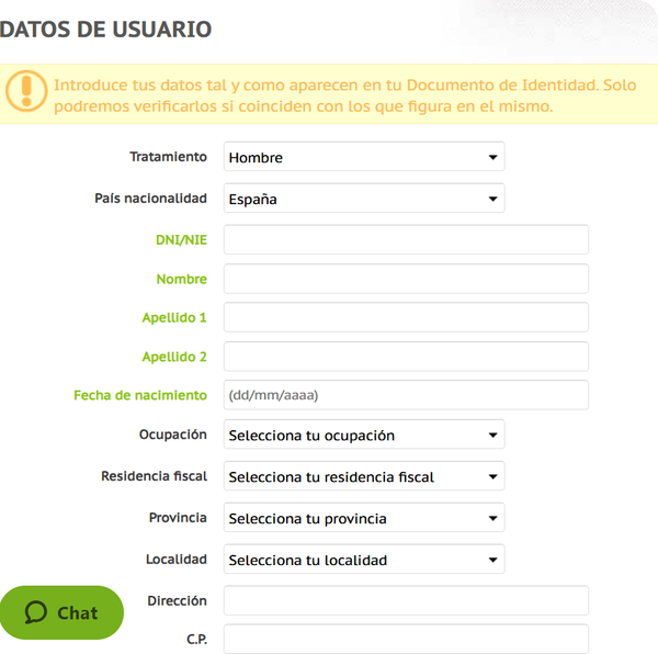 abrir cuenta juegging paso 2
