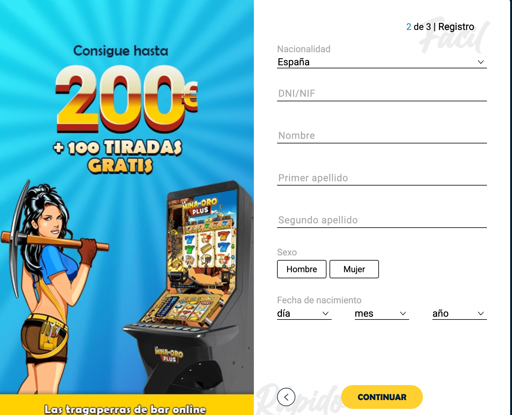 paso 3 registro todoslots casino