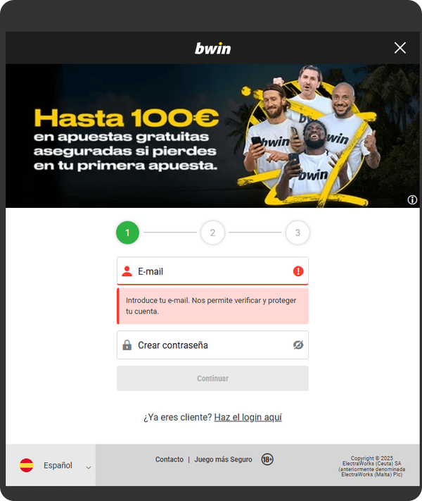 paso 1 bwin registro casino
