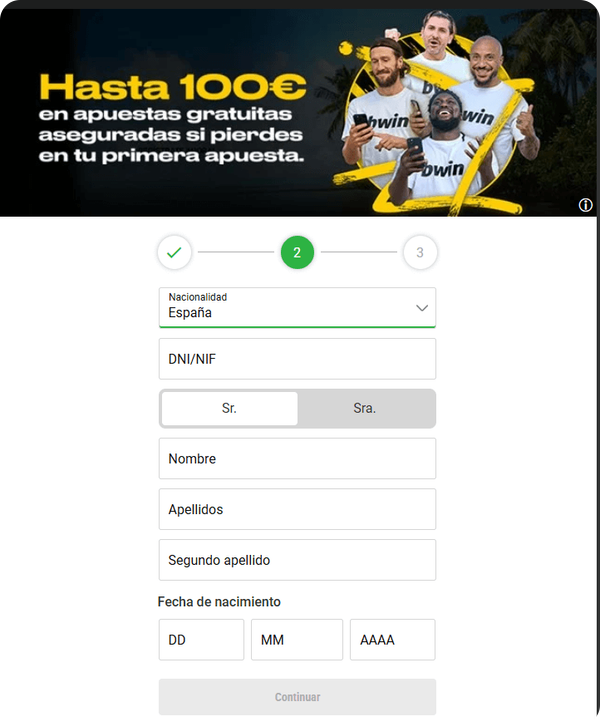 paso 2 registro casino bwin