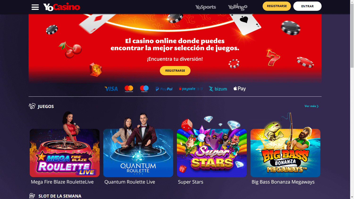 diseño y estructura web yocasino