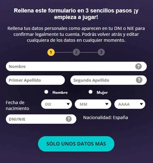 paso 1 registro yocasino