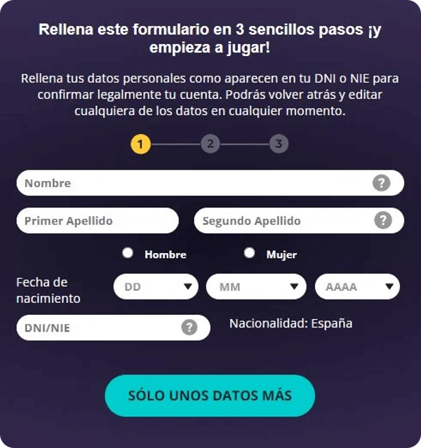 paso 1 registro yocasino