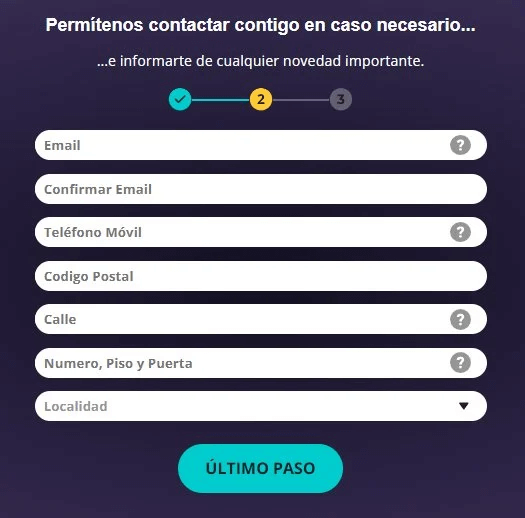 registro paso 2 yocasino