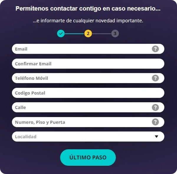 registro paso 2 yocasino
