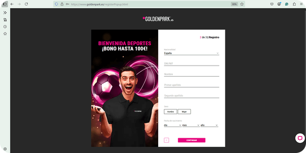 paso 2 registro goldenpark