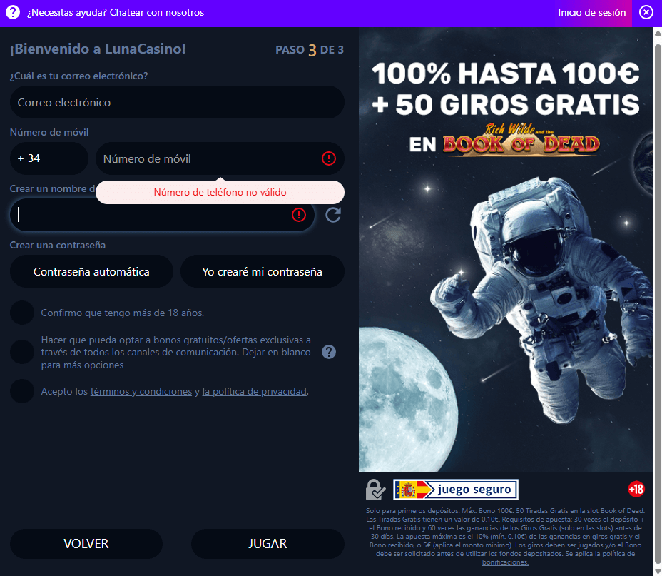 paso 6 registro luna casino