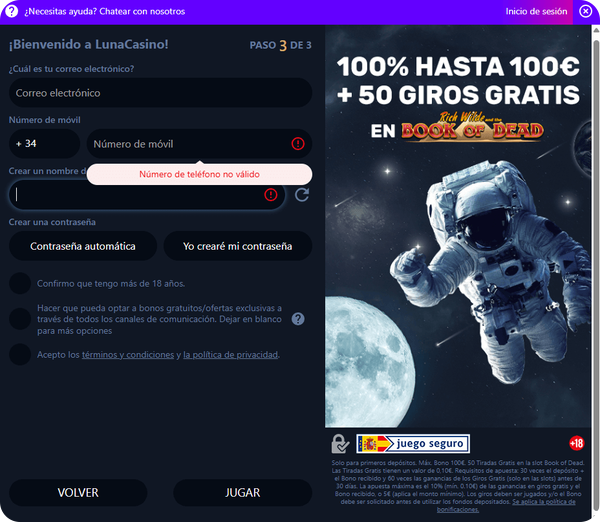paso 6 registro luna casino