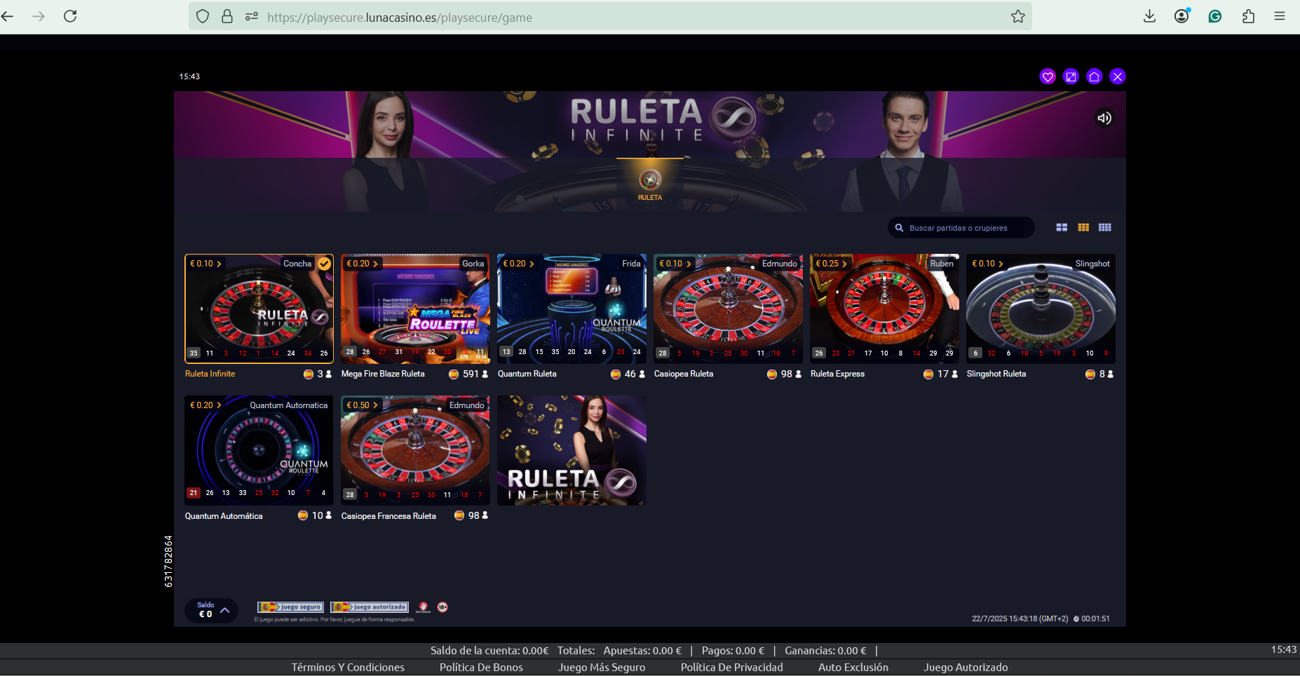 ruleta luna casino
