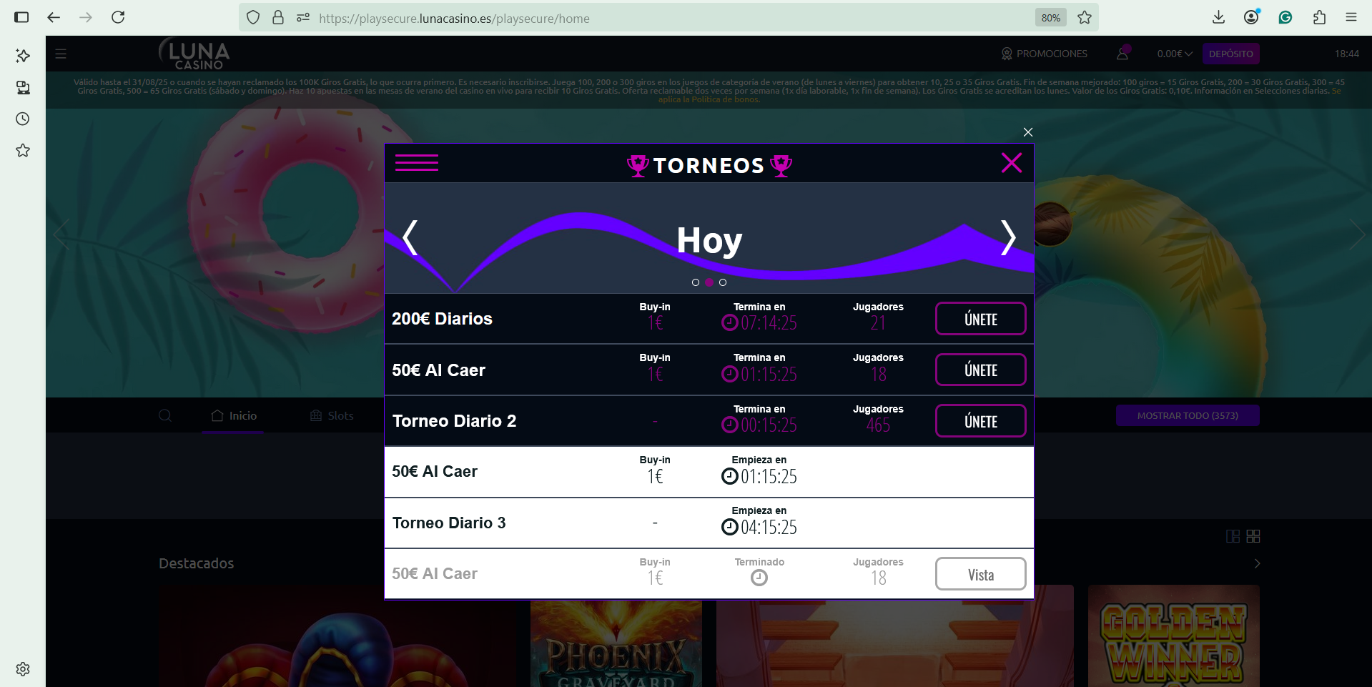 torneos luna casino