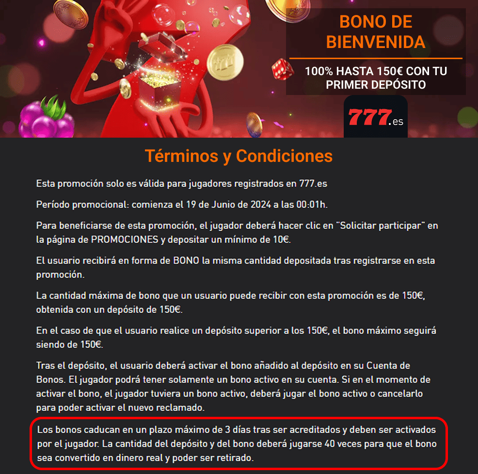 Bonos de Casino 777 Home Bonos Reglas y condiciones de juego del casino