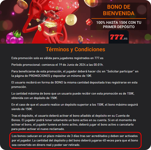 Bonos de Casino 777 Home Bonos Reglas y condiciones de juego del casino