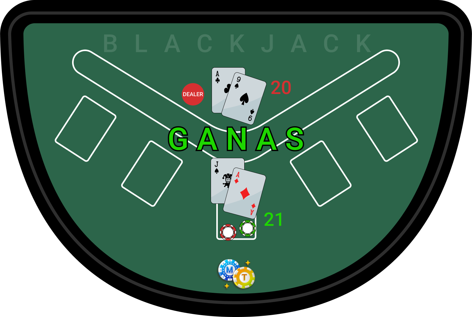 Juegos de casino blackjack ganas porque tu mano es 21 y la del crupier es 20
