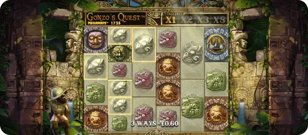 gonzo's quest megaways con rodillos cascada