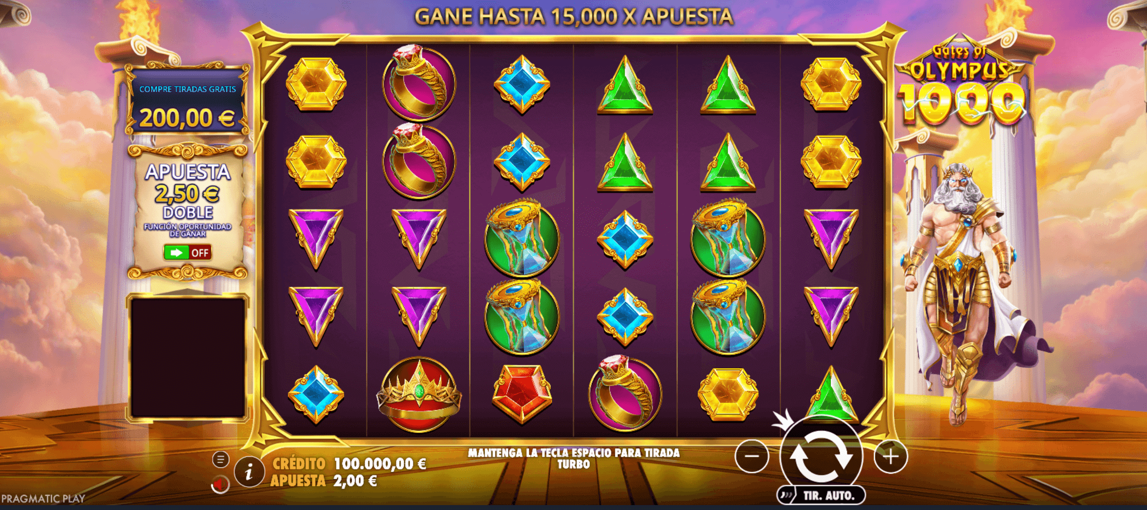 diseño y tema gates of olympus 1000