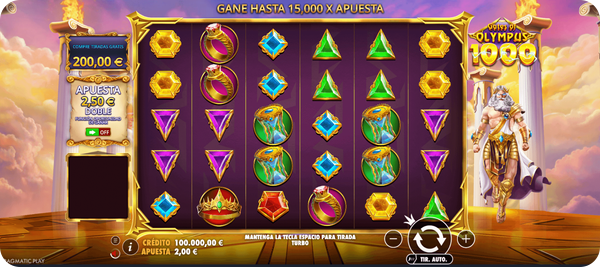 diseño y tema gates of olympus 1000