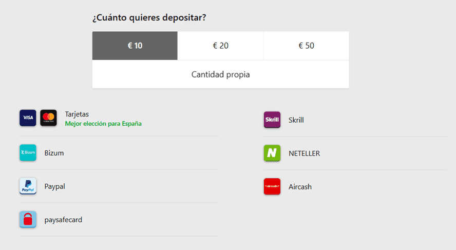 Depositar en Betway con Bizum