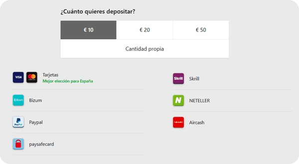 Depositar en Betway con Bizum