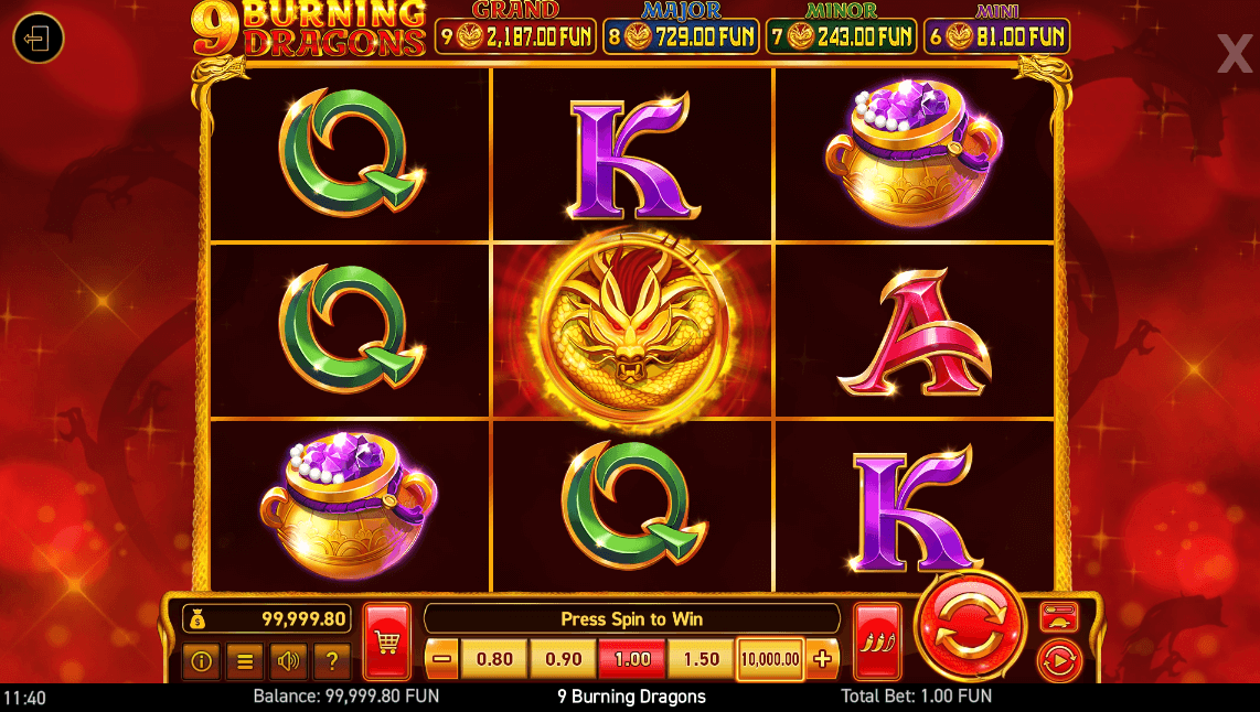 9 burning dragons wazdan