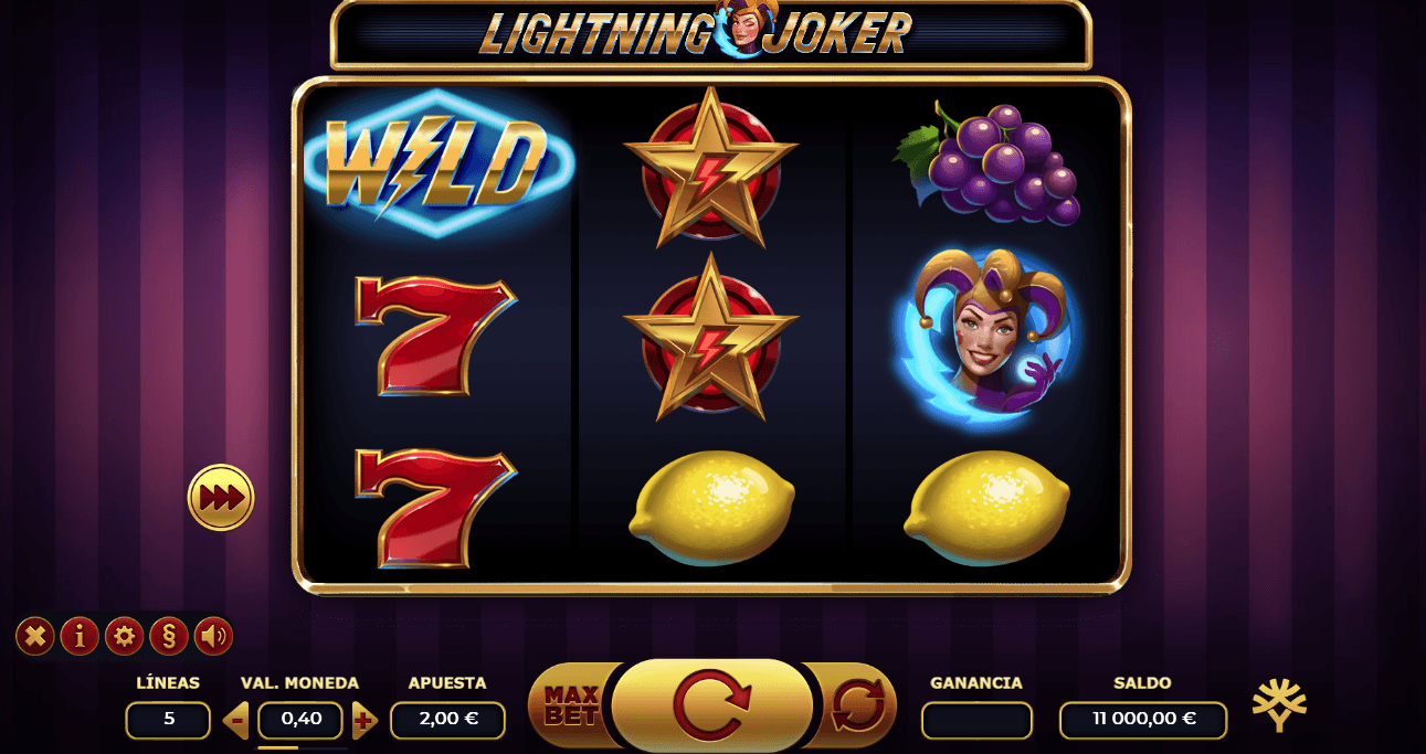 juego de tragamonedas de 5 líneas lightning joker