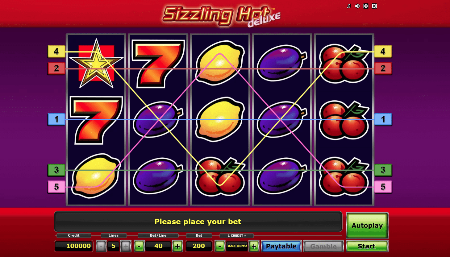 juego de tragamonedas de 5 líneas sizzling hot deluxe